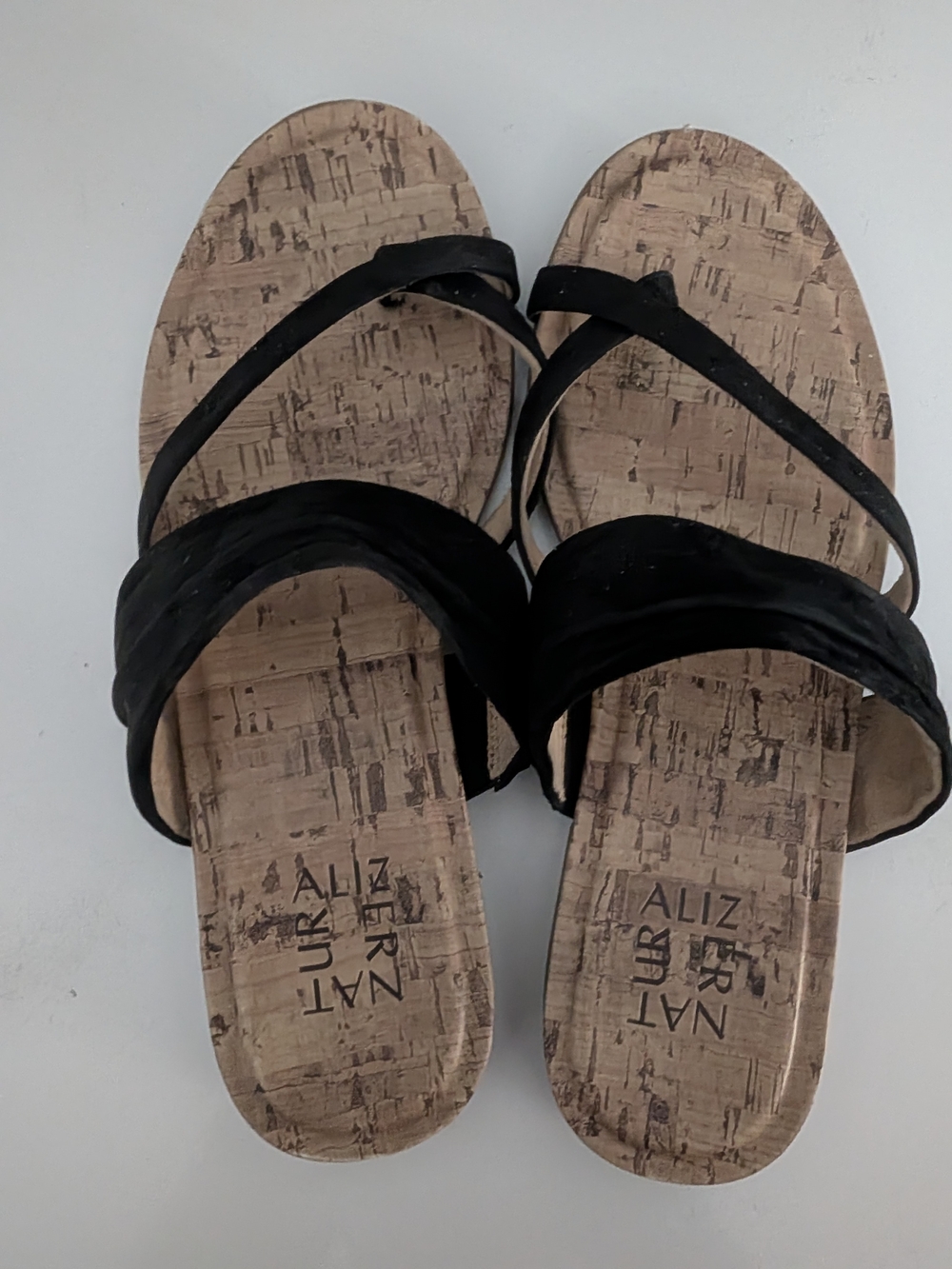 Naturalizer Black Cork-Style Slide Sandals